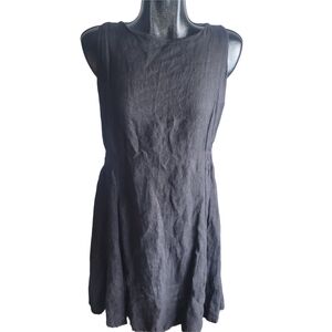 Piazza Del Tempio 100% Linen Black Sleeveless Midi Dress Made In Italy M